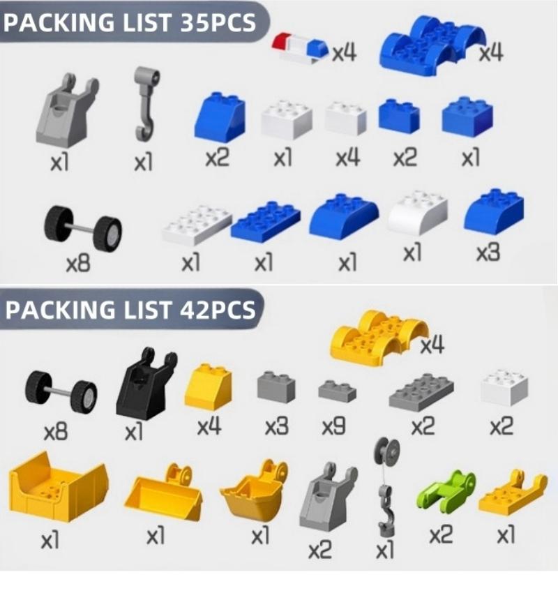 Non-Toxic Large Particle Building Blocks Car Engineering Traffic Vehicle Excavator Assemble Education Children Toy Diy Bricks Toy