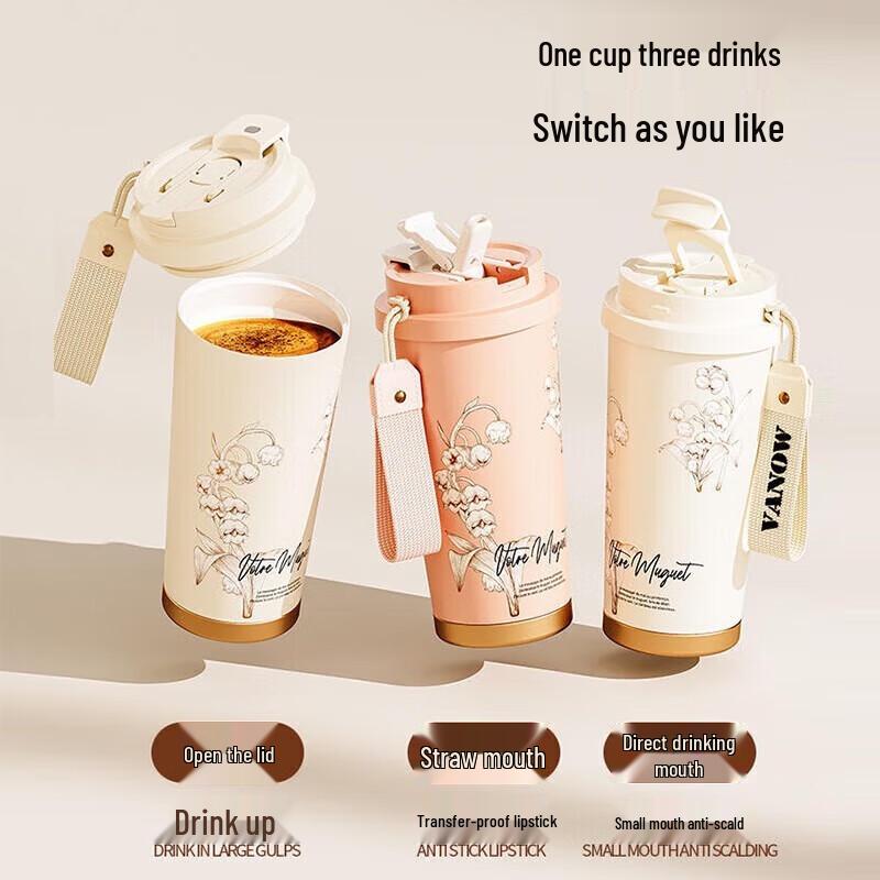 Vanow Insulated Coffee & Water Tumbler with Straw, 500ML