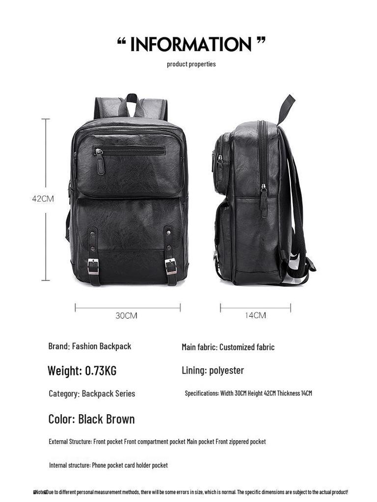 Men's PU Double Shoulder Computer Bag - Casual Business, Trendy Fashion, Large Capacity Travel Bag