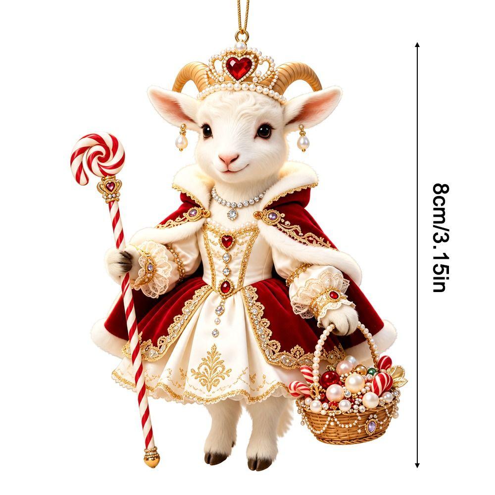 Shining Goat Hanging Ornament Set Acrylic Animal Hanging Decoration Keychain  Holiday Party Decor