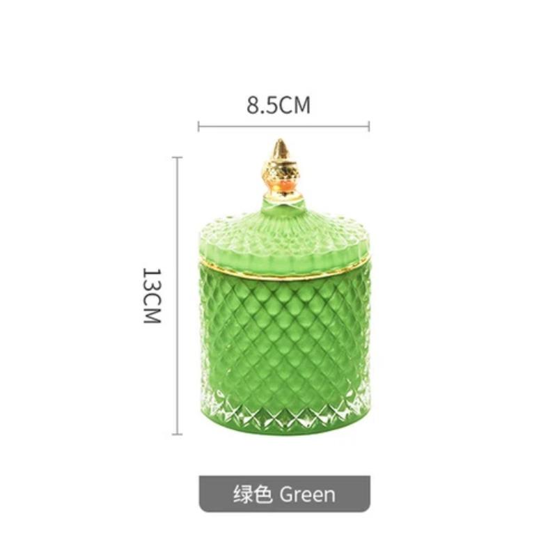 Classic French Light Luxury Multicolor Glass Storage Jar Handmade Aromatherapy Bottle Cotton Swab Toothpick Storage Box Candle Jar
