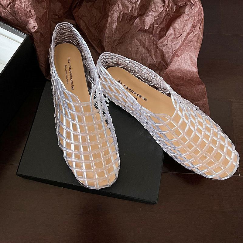 Fashion New Summer Sandals Handmade Women Pumps Shoes for Women Fashion Hollow Out Round Toe Low Heels Flat Shoes Loafers Ladies Shoes