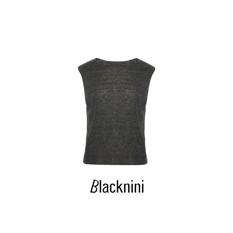 

Blacknini Yin Huafu/ Natural and Comfortable France Imported Natural 1oo% Rain Dew Linen Dry Vest Dark gray((In Stock)) S