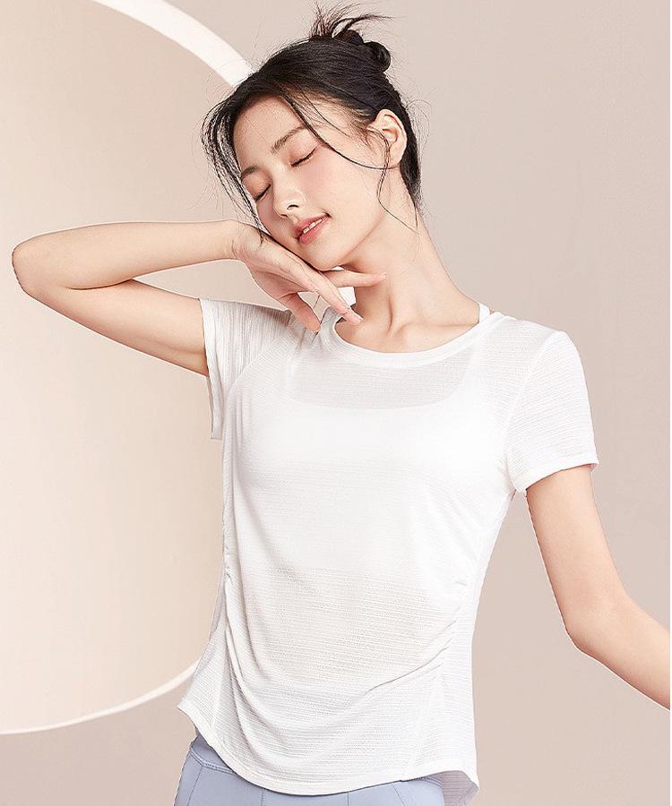 Stylish Quick-Dry Yoga Cover-Up: Spring/Summer Short Sleeve Fitness Wear with Beautiful Back Design for Women