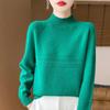 2026 Autumn/Winter Women's Thick Knit Wool Pullover: Half-High Collar, Long Sleeve, Loose Fit.