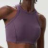 High Collar Willow Leaf Thread Beauty Back Exercise Underwear Women's High Strength Bubble Wrap Running Workout Bra Yoga Vest