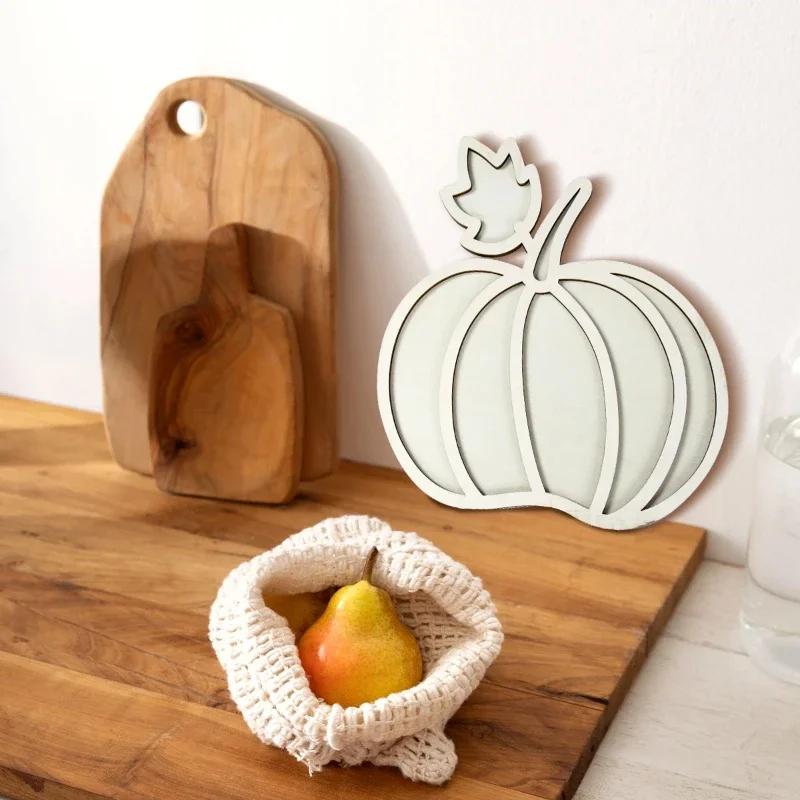 Latests Models Pumpkin Shaped Wooden Dessert Tray Halloween Thanksgiving Home Kids Favors Fruit Serving Happy Party Decoration
