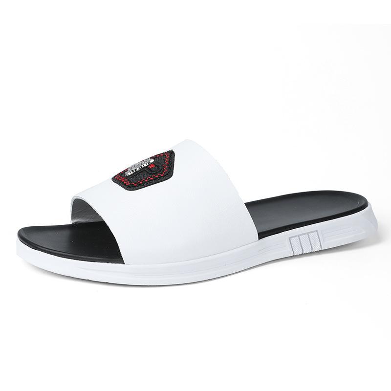 Plain version dynamic cool slippers men's summer toe flip-flops men's cowhide sandals men's shoes first layer beach shoes comfortable