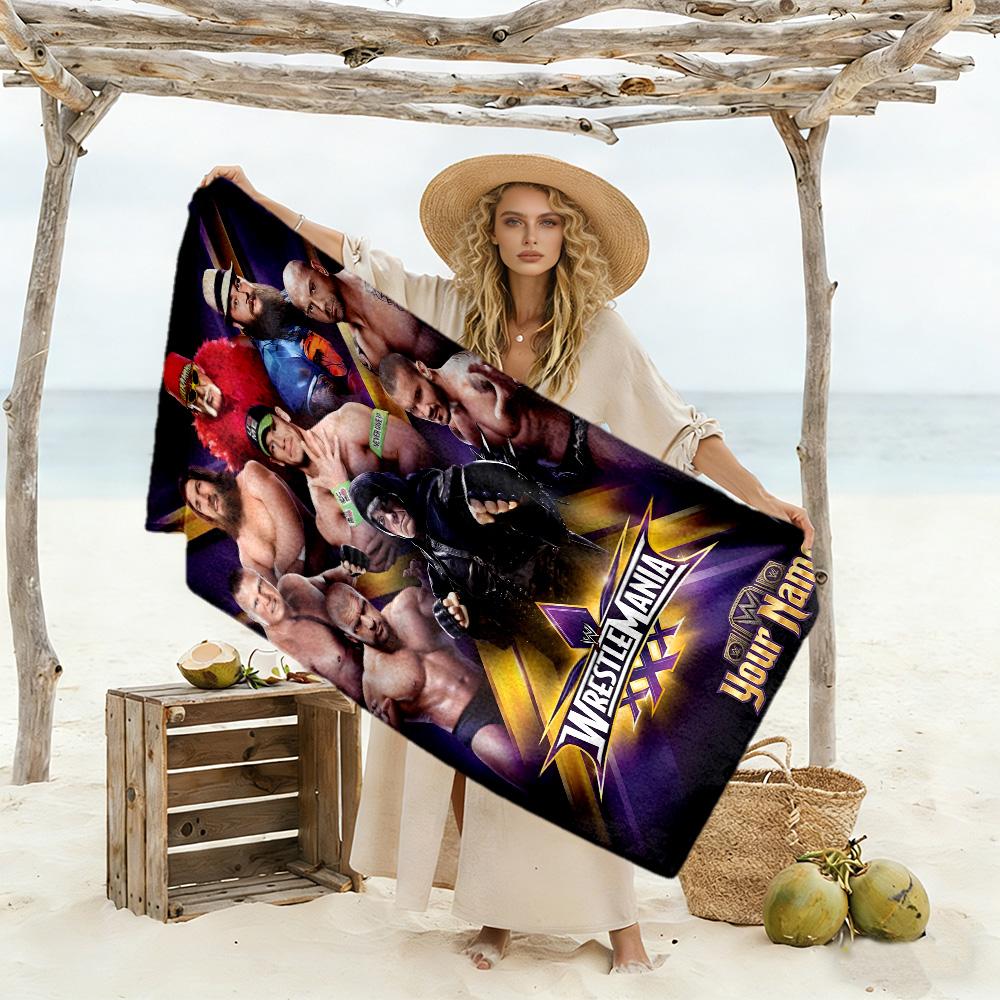 Wrestlemania Customizable Name Beach Towel Soft Durable Quick-Dry Portable for SwimmingBeachCamping Travel Beach AccessoriesGym