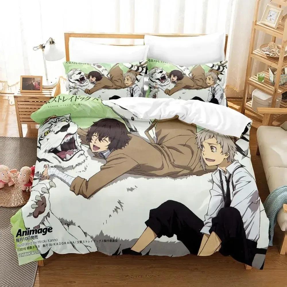 Fashion Bungou Stray Dogs S4 Bedding Set Cartoon Anime Three-piece Set Adult Kid Bedroom Duvet Cover Sets 3D Print Kawaii Anime