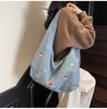 Neue lässige Umhängetasche aus Denim-Canvas für Damen mit großem Fassungsvermögen, Schulter-Tragetasche mit großem Fassungsvermögen