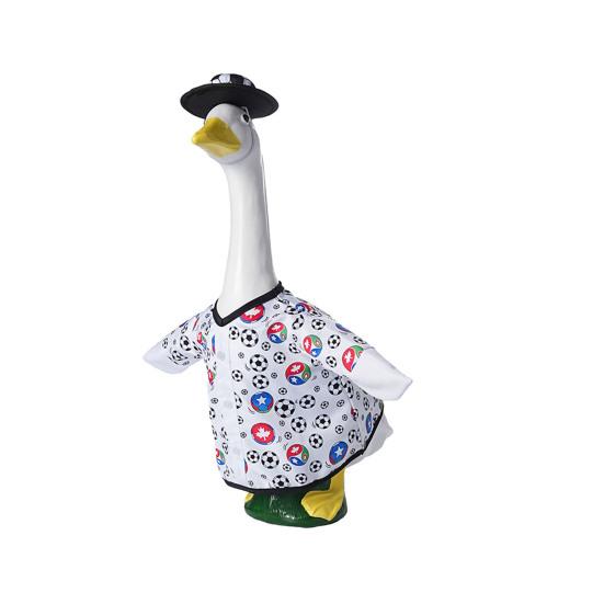 Fußball-Gans-Outfit für 23 Zoll Porzellan-Gans-Statue Fußball-Spieltag Gans Kleidung und Hut Set für Außenbereich Terrasse Rasen Hof Dekoration