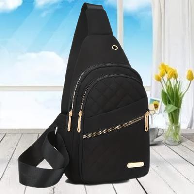 Einfache Umhängetasche im koreanischen Stil für Damen, mehrlagig mit gestepptem Design, modische Brusttasche aus Nylon für den täglichen Gebrauch
