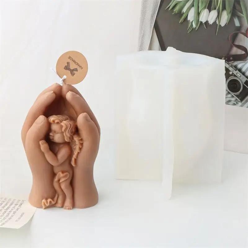 3D Silicone Candle Mold Baby In Hand Silicone Mould Aromatherapy Soap Love Mother Plaster Decoration DIY Craft Gift