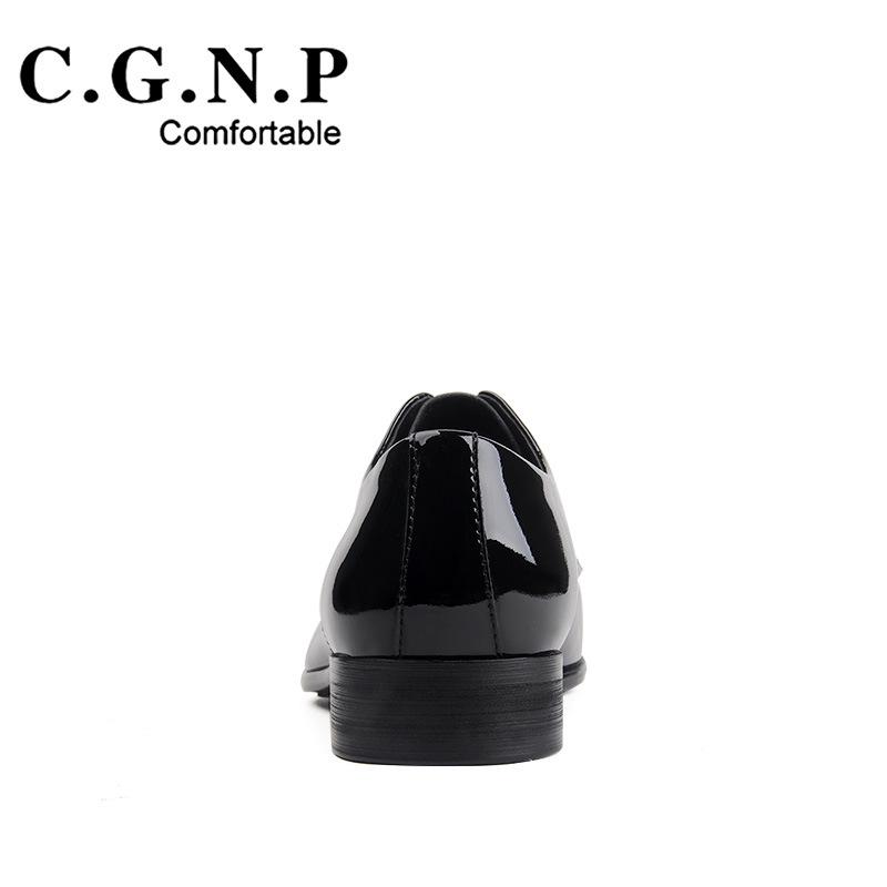 Brother Village Men's Patent Leather Lace-Up Formal Shoes – Shiny, Pointed Toe for Business or Weddings.