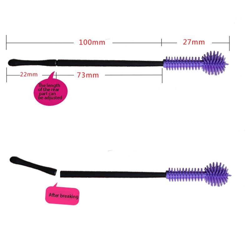 50 Pezzi Bacchette Monouso Mascara con Testa in Silicone Pennelli Ciglia Estensioni Ciglia