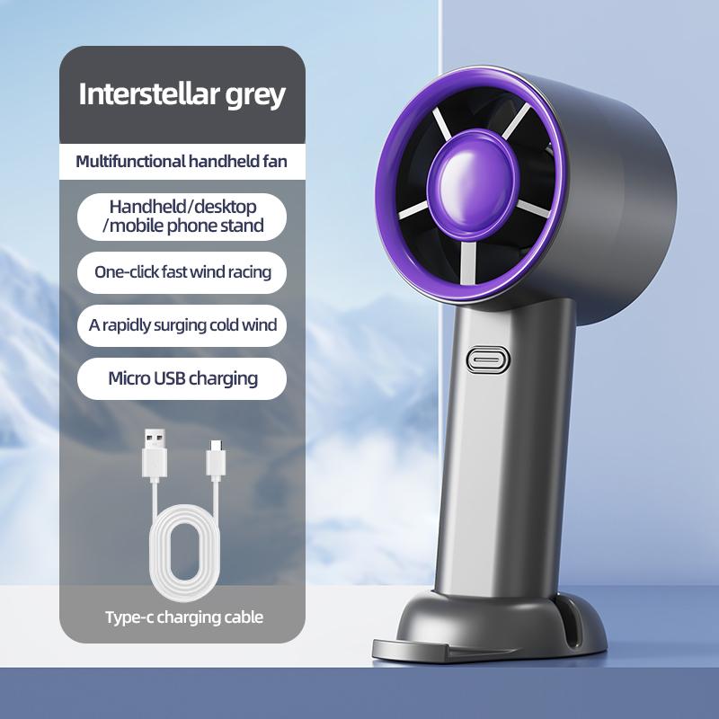 

Portable Handheld Fan Mini Personal Highspeed Fan for Travel Outdoor Activities USB Fast Charging Mute Air Calculating Fan серый