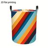 1pc, Circular Laundry Basket with Colorful Stripe Print, Foldable Multifunctional Decorative Basket with Handle, Space-Saving Design, Suitable for Liv