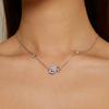 Bamoer 925 Sterling Silver Purple Enamel Pansy Flower Pendant Necklace Dancing Butterfly Adjustable Neck Chain for Women BSN336