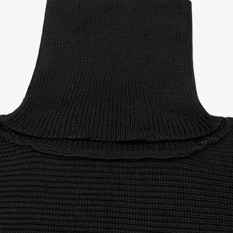 RIDIFI Woll-Rollkragen-Strickschal (schwarz)