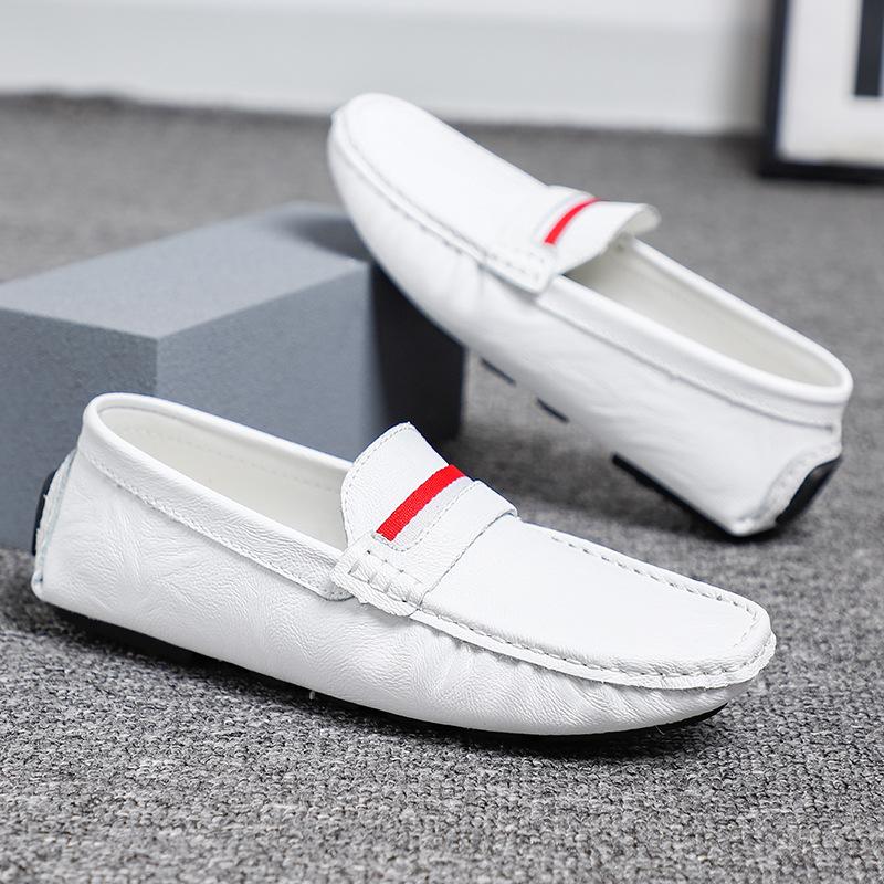 

Doudou shoes men s new casual leather shoes men s one-pedal soft-soled non-slip loafers handmade large-size men s shoes 47 47 белый
