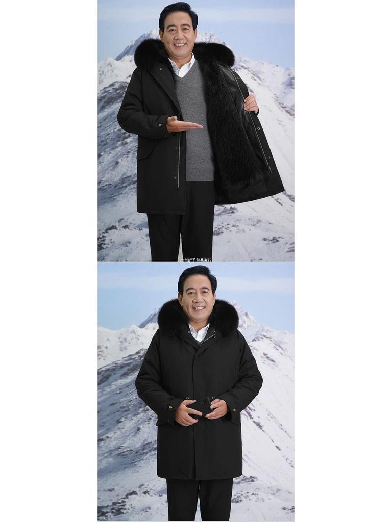 Herren Winter Parka mit Pelz und Fleece-Futter für mittlere und ältere Jahre