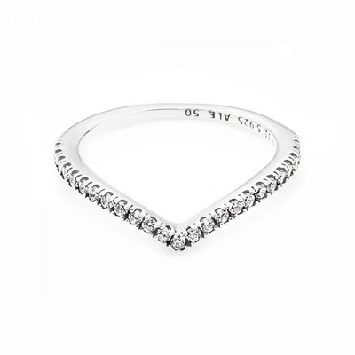 Pandora 196316cz Timeless ShimmeRing Wishbone Sparkling Silver Ring