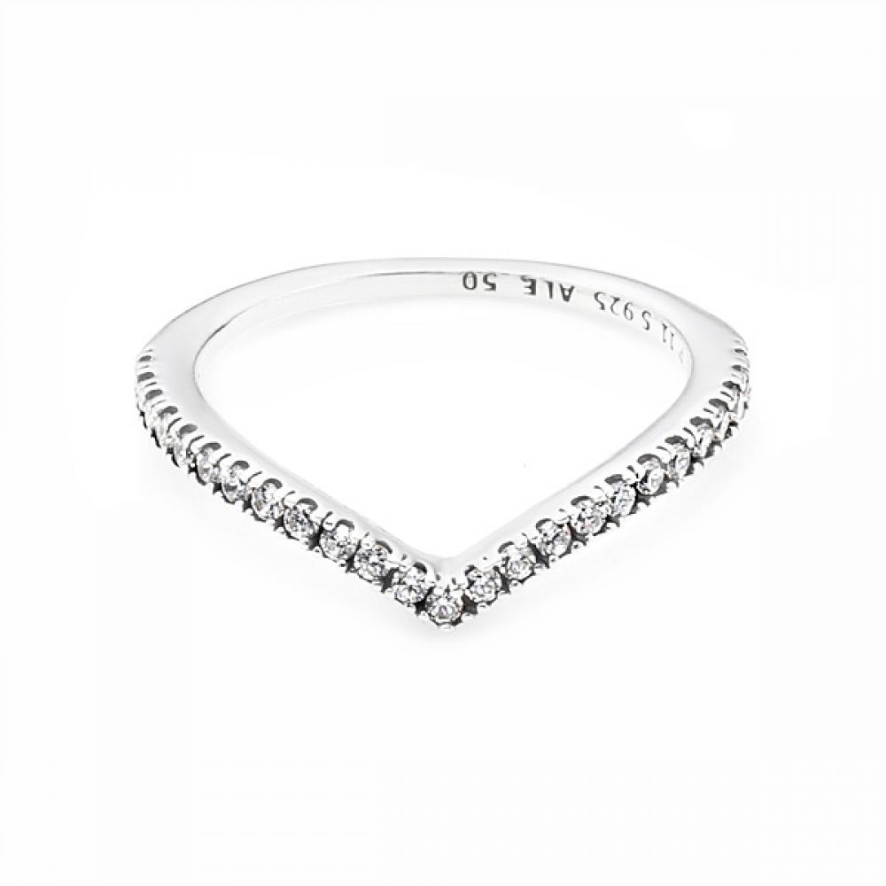 Trendmecca Watches Women's Silver Pandora 196316Cz Timeless Shimmering Wishbone Sparkling Ring