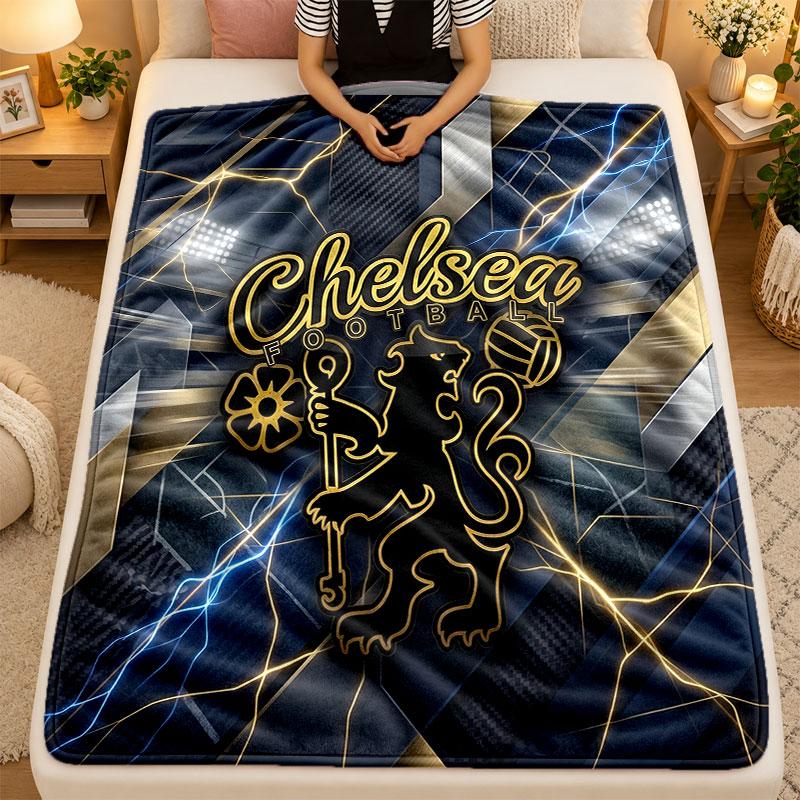 Flannel BlanketChelsea FC Warm Soft Throw Blanket for Indoor Sofa Bed Living Room Use