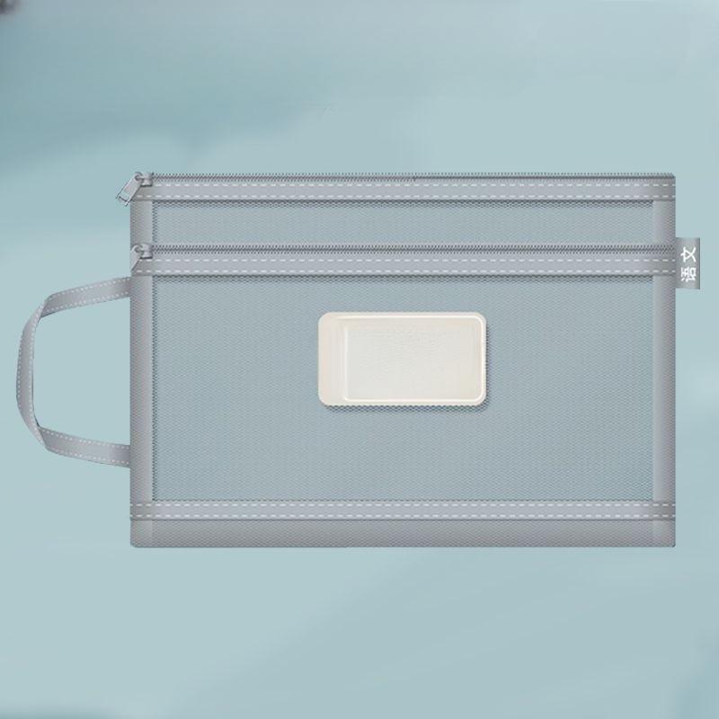 A4 Stationery Storage Bag Double-layer Mesh Zipper Bag Large Capacity Organizer Cosmetic Makeup Bag Transparent File Folders LS