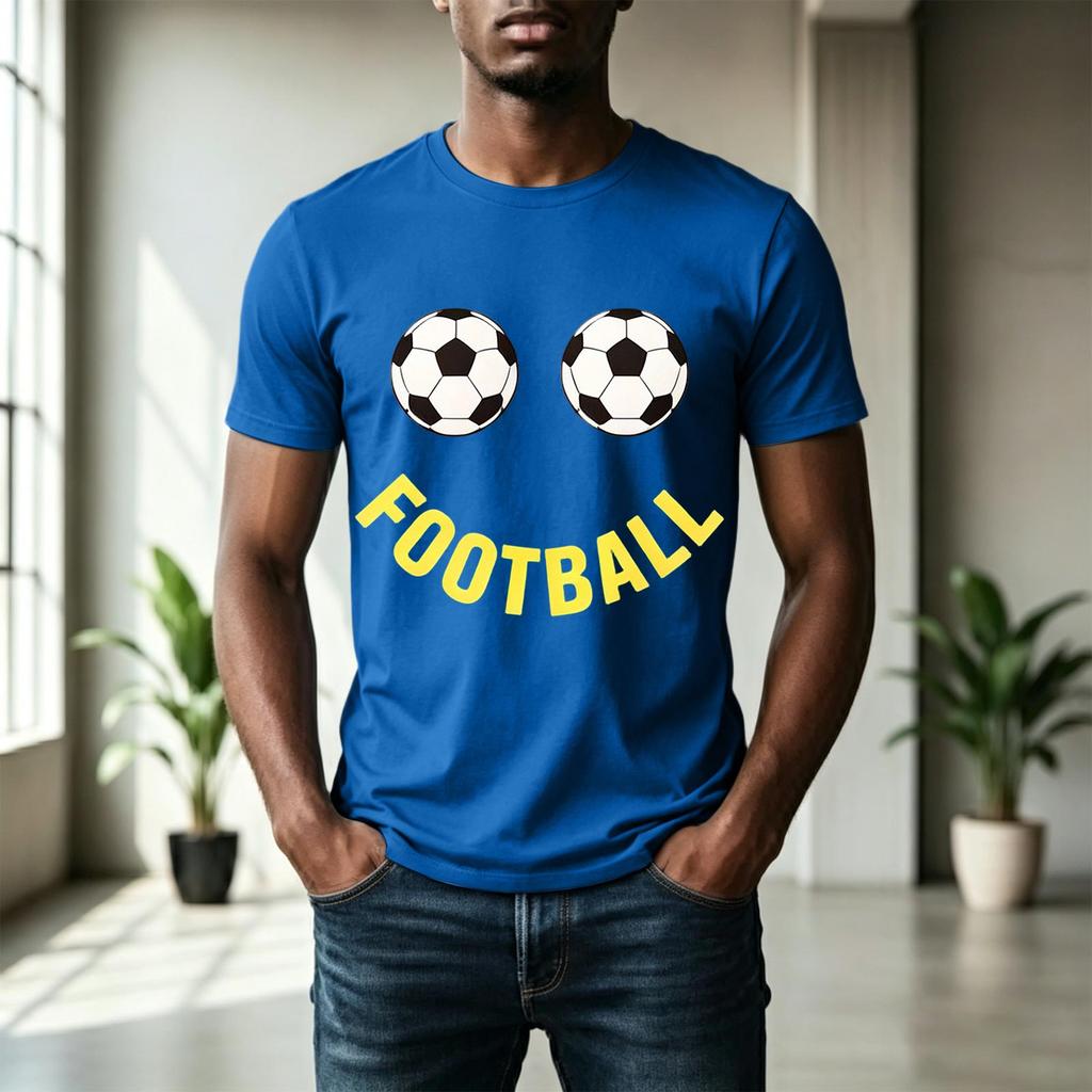 Men's Short Sleeve Crew Neck T-Shirt with Football Print Graphic Casual Fit Comfortable Soft Fabric Lightweight Design
