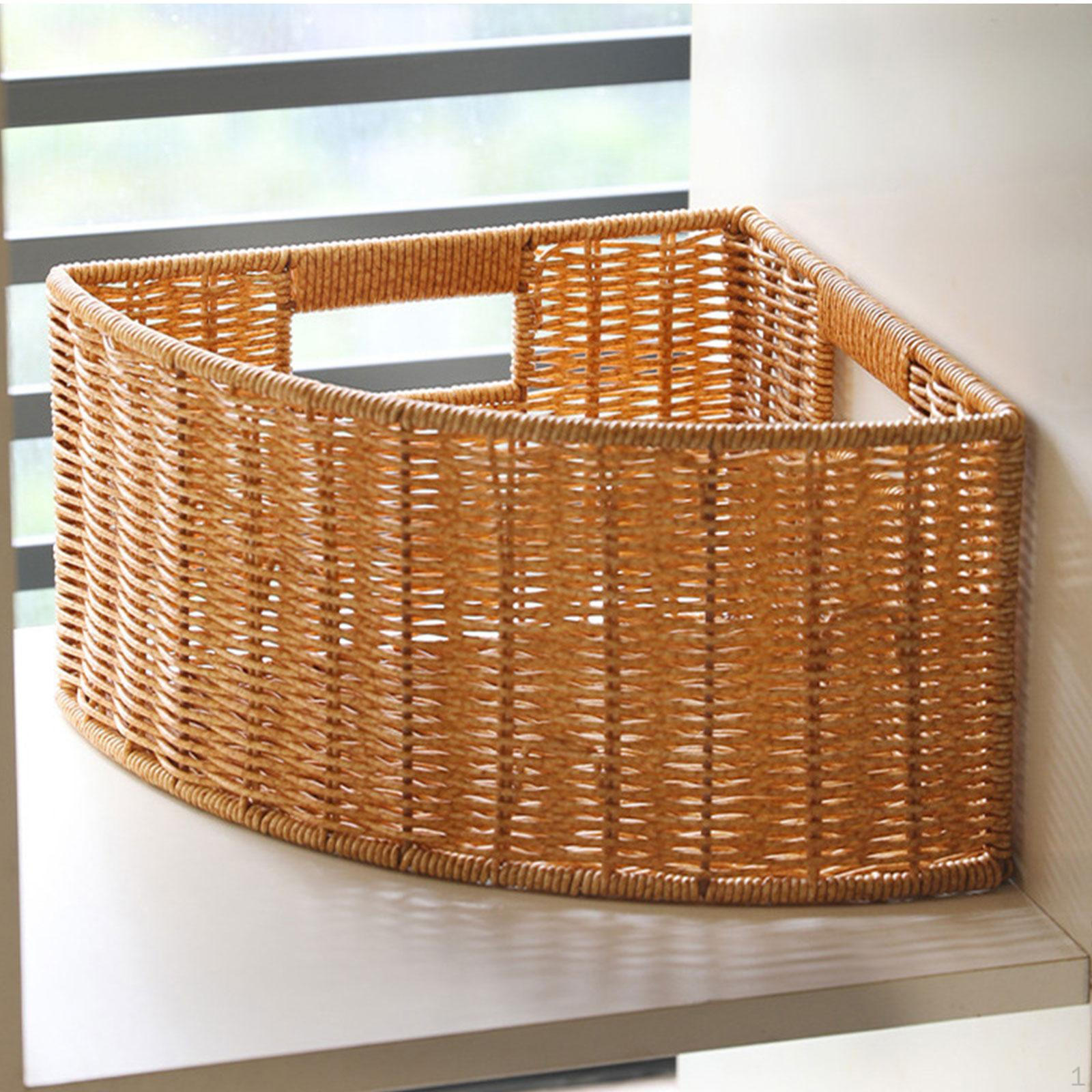 Corner Storage Basket Accessories Large Capacity Open Top Compact Sturdy Fan Shape Organizer for