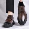 Fashion 2025 Autumn New Casual Formal Business Men's Shoes Solid Color Fashion Wedding Shoes Male Korean Lace Leather Shoe for Man