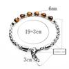 Noter Stainless Steel Braelet Men Adjustable Chain Link Braclet Homme 6mm Natural Sodalite Onyx Tiger Eyes Braslet Pulsera Gift