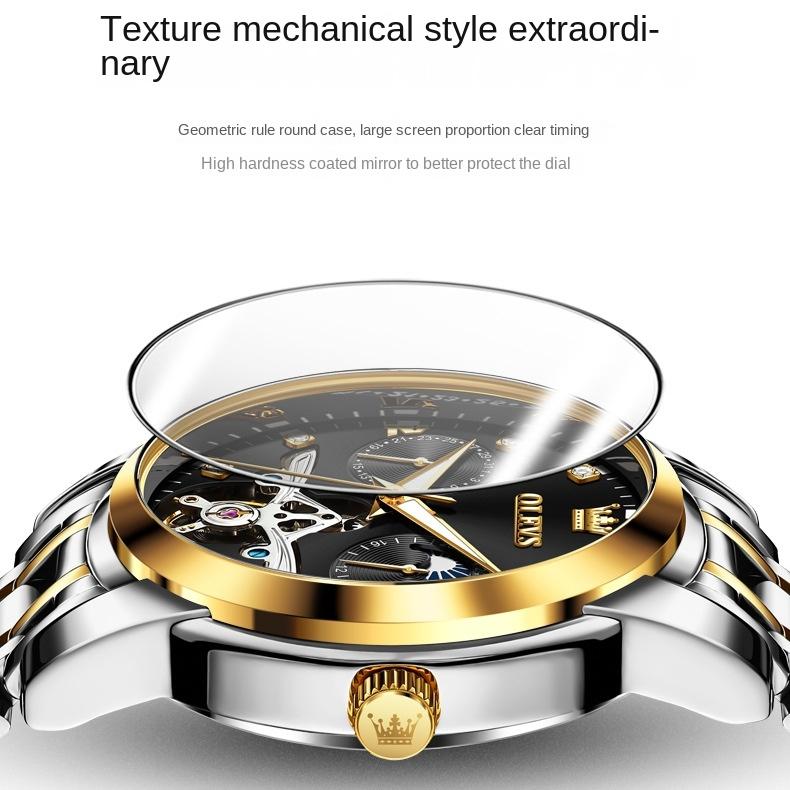 OLEVS Brand Multi-function Tourbillon Men's Watch Mechanical Watch Glow-in-the-dark Trend Men's Watch Business Model