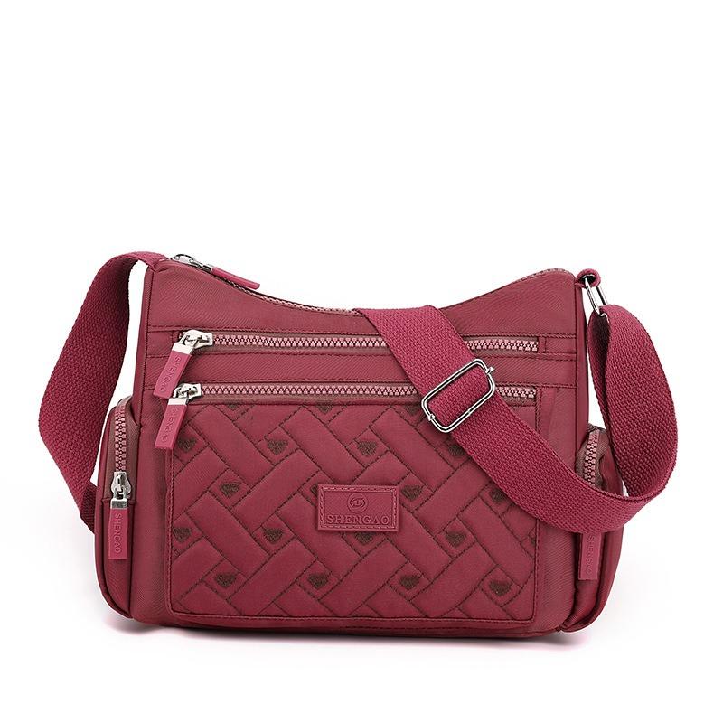 

Осенняя большая сумка многоотделенческая женская сумка через плечо креативная ромбовидная стежка сумка кроссбоди большой вместимости нейлоновая ткань женская сумка красный