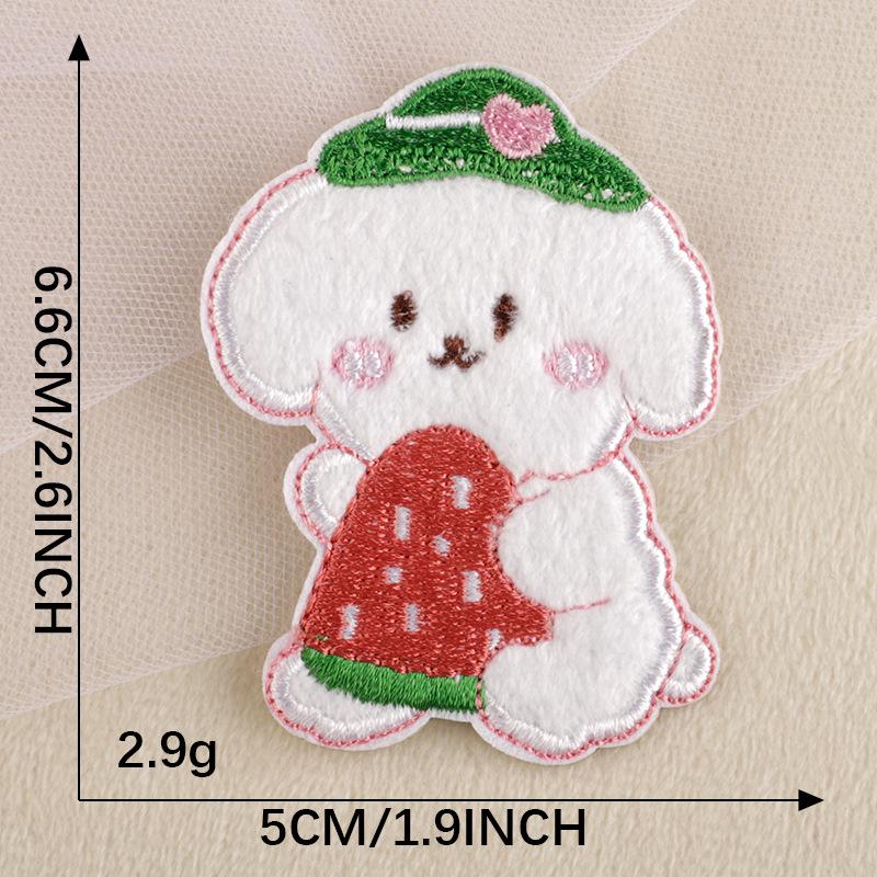 Duoku Cartoon Rabbit & Strawberry Self-Adhesive Embroidery Cloth Patch for DIY Clothing Accessories