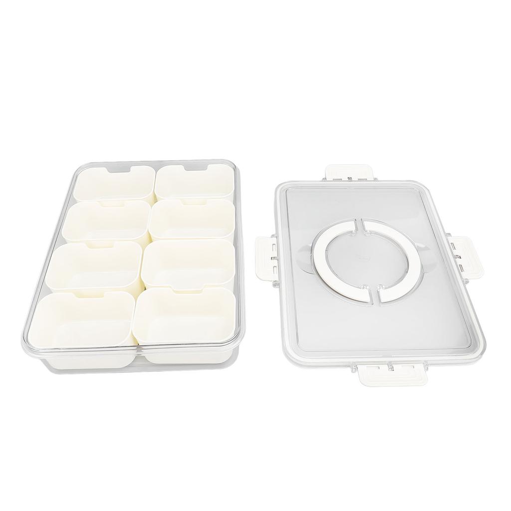 Divided Serving Box with Transparent Lid Removable Handle Snap Lock Portable Snack Platter for