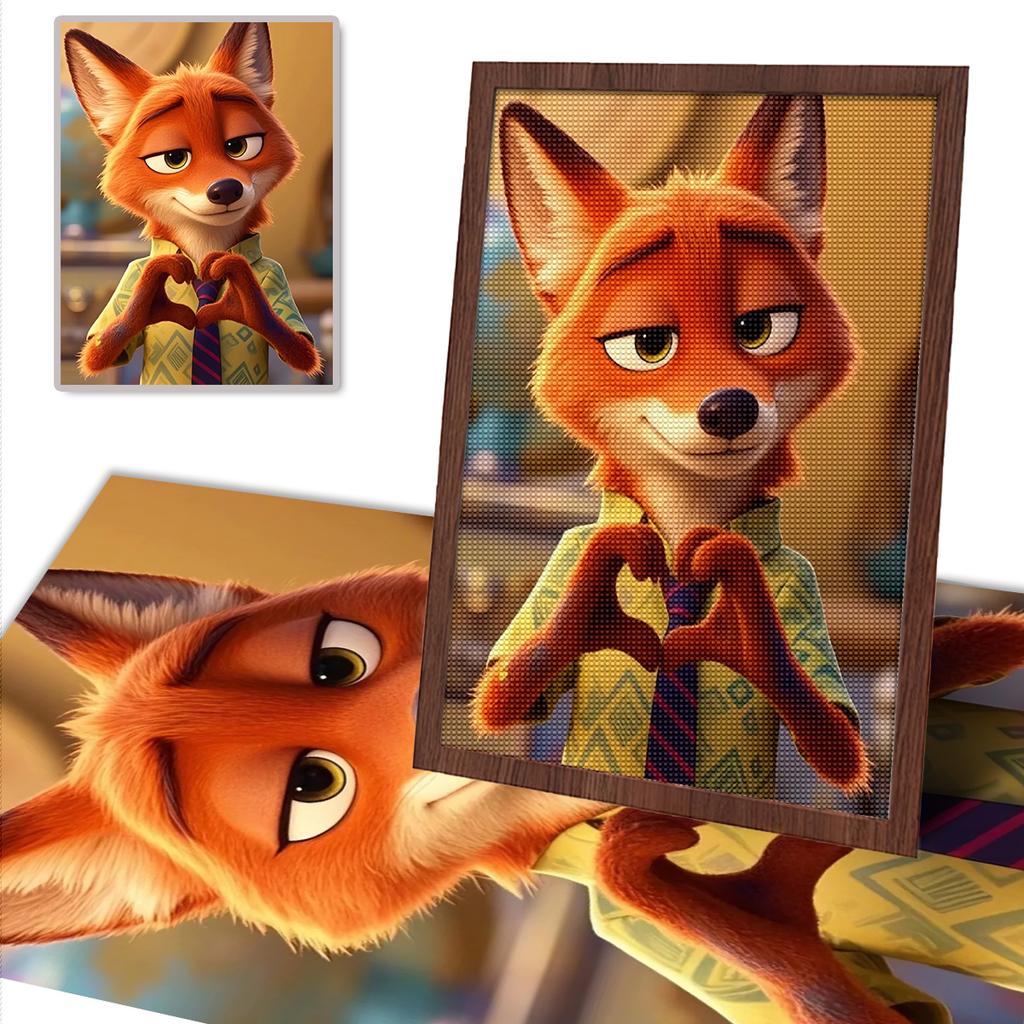 DIY Diamond Painting Handsome Fox Cross Stitch Kit Mosaic Art Diamond Painting Full Circle Diamond Home Decoration