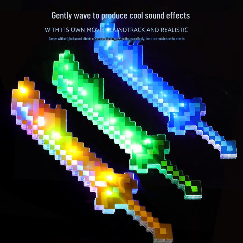 Espadas de Brinquedo Luminosas com Grade de Cristal - Tema Musical Infantil de Minecraft