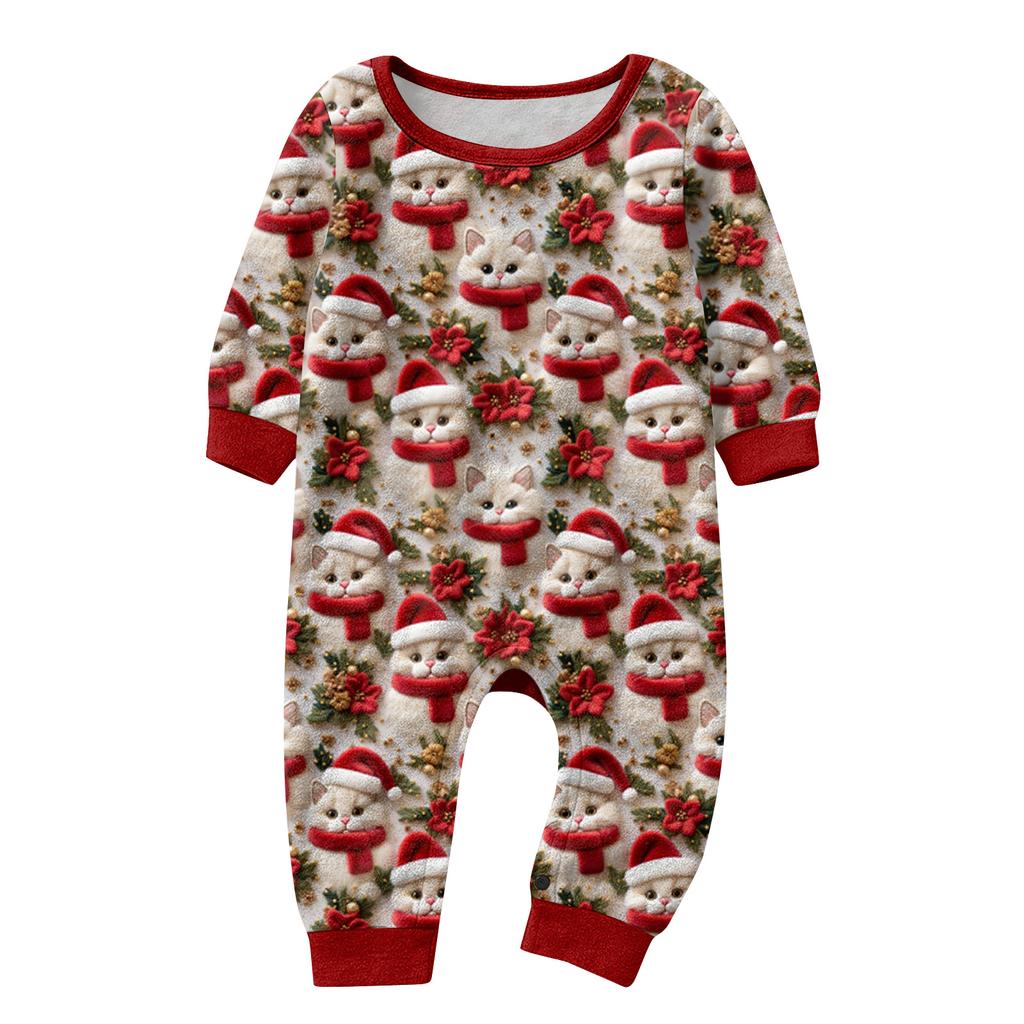 Set de pijama din flanelă cu imprimeu de Crăciun coordonat pentru familie, cu bluză cu mânecă lungă și pantaloni