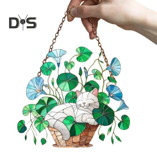 Colorful Cat Window Hanging Decoration Front Door Wall Hanging Acrylic Kitten Animal Ornament Pendant Christmas Festival Gift