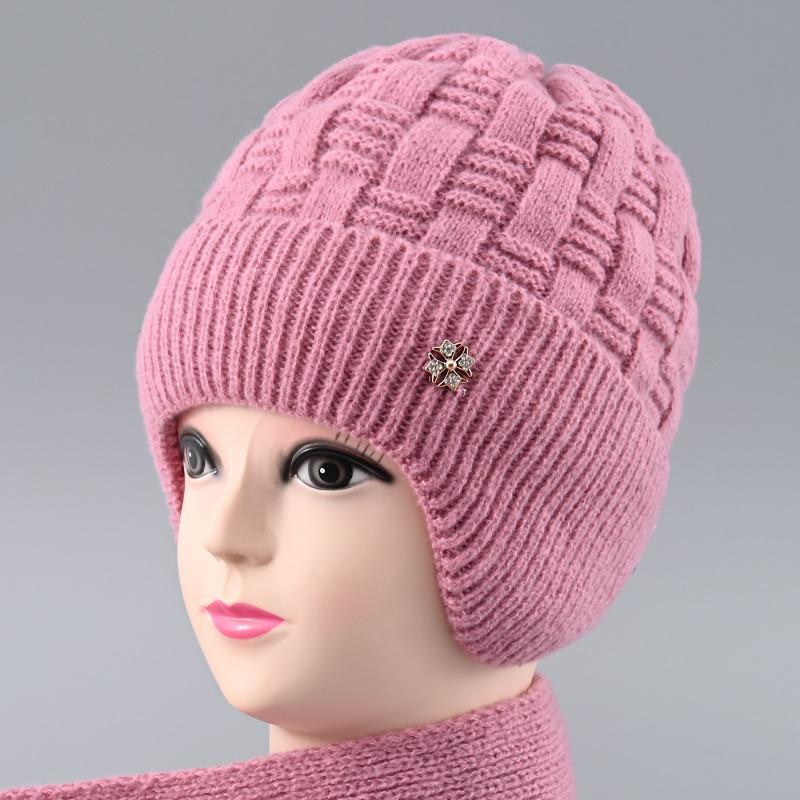 Autumn and winter old lady warm wool hat winter hat children's outdoor cold-proof fleece ear protector knitted hat