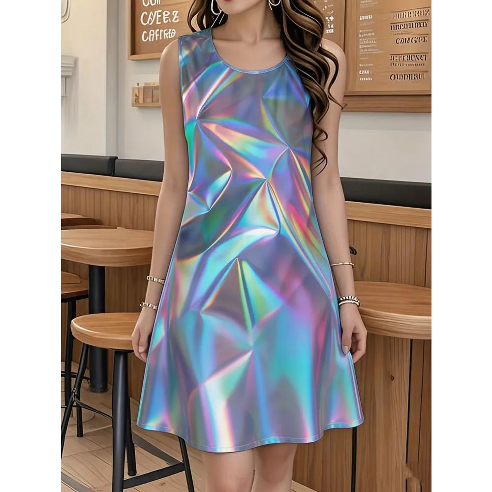 Fashion Versatile Printed Sleeveless Dress Comfortable Daily Casual Casual Dresses S