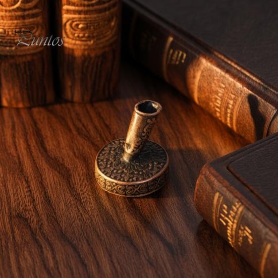 Vintage Desk Organizer Round Pen Holder, Durable Metal Exquisite Carved Desktop Ornament, Calligraphy Base Dip Pens And Quill Supply, for Decoration