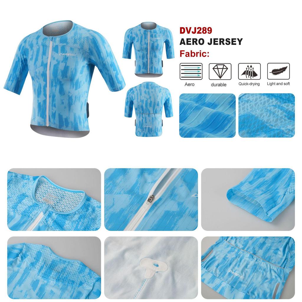 Darevie Glacier Aero Summer Cycling Jersey - Quick-Drying and Breathable Short Sleeve