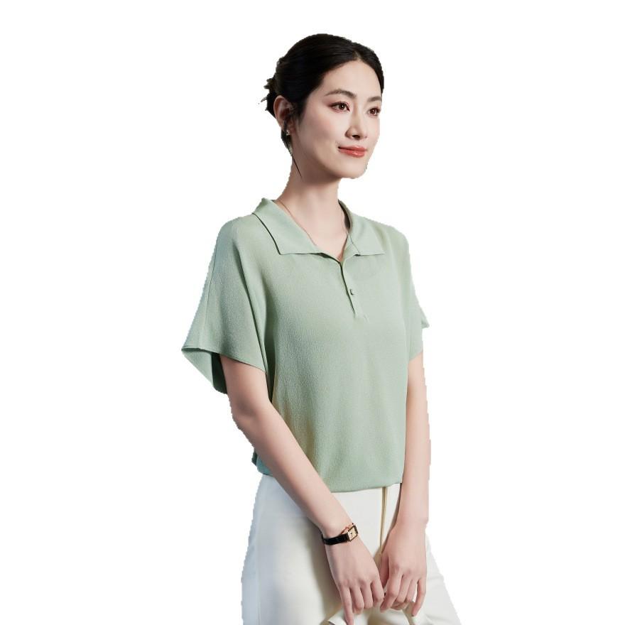 Silk jacquard shirt women's spring and summer new temperament large size loose inner with versatile mulberry silk top