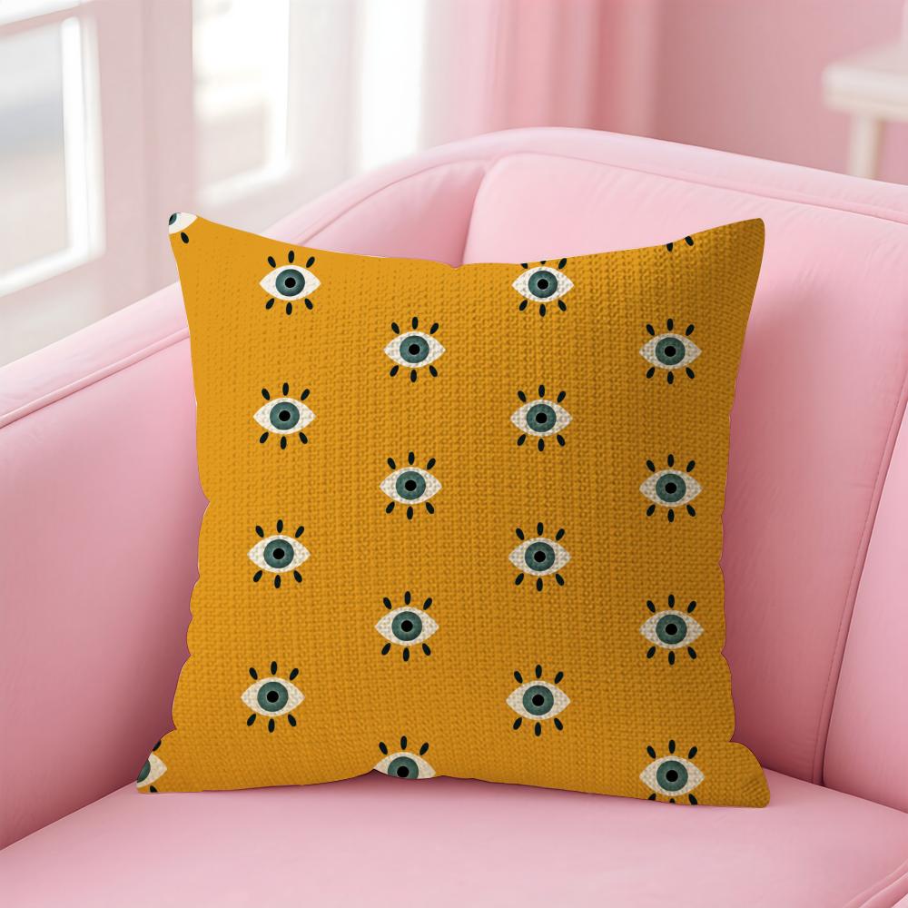 Mystic Eyes Cushion Cover Natural Linen Organic Fabric DoubleSided Printing Sofa Home Decor Gift Pillow Case