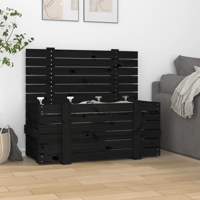 VidaXL Storage Box Black 91x40.5x42 Cm Solid Pine Wood 825002