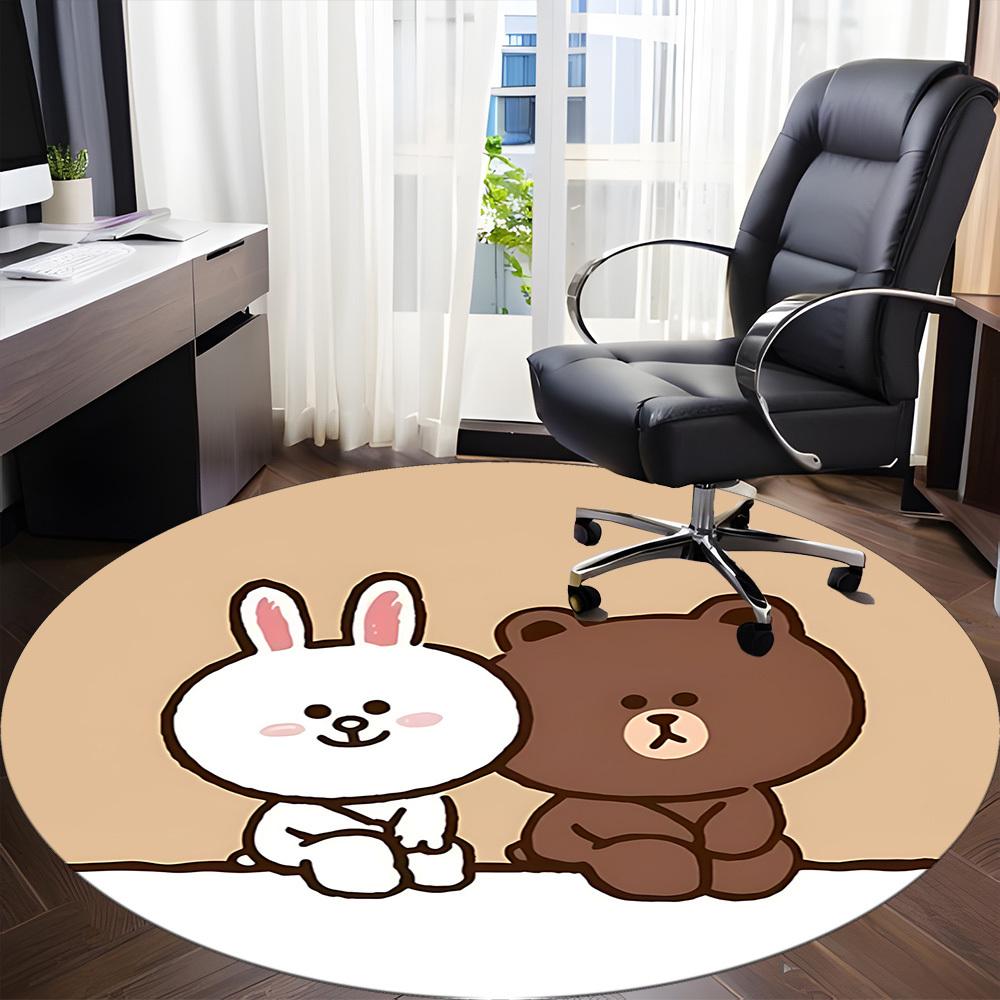 1pc BROWN Bear CONY Office Round Area Rug, Under Office Chairs Bedroom Living Room Home Decor  a1022128